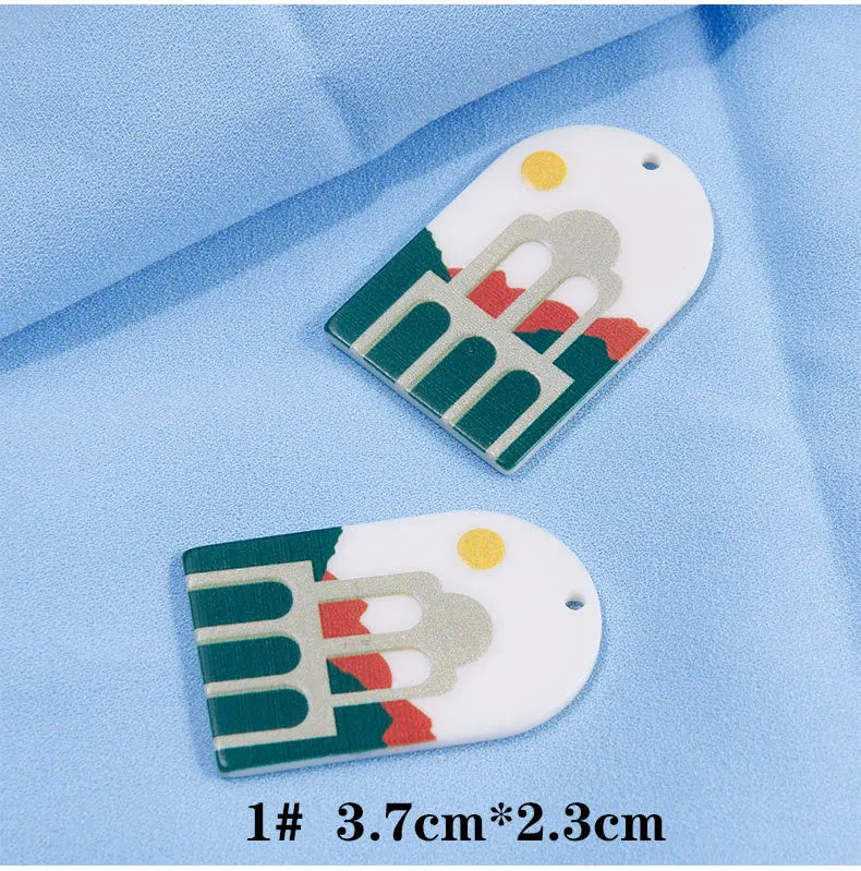 4pcs Acrylic Arch Charms Sun Pendant DIY Earring Making