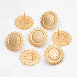 4pcs Sun Ear Posts 25mm Brass Plated Earrings