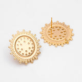 4pcs Sun Ear Posts 25mm Brass Plated Earrings
