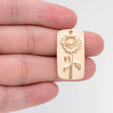 4pcs Sunflower Charm Rectangle Flower Pendants