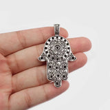 4pcs Tibetan Silver Hamsa Hand Charms Pendants 32*54mm