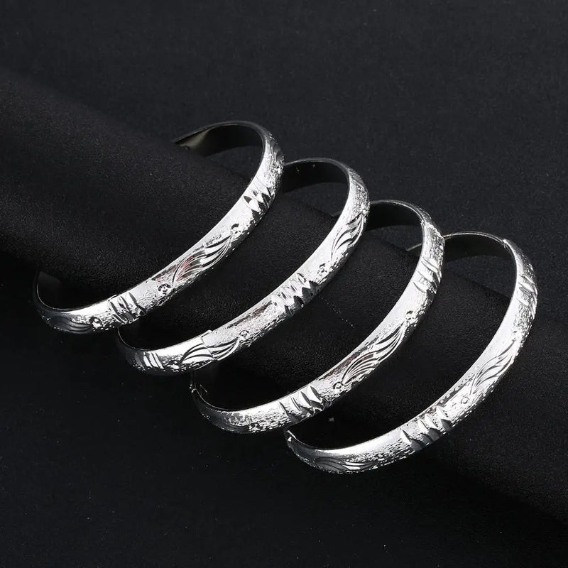 4pcs Dubai Silver Bangles Ethiopian Bangles Charm Jewelry