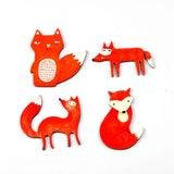 4pcs Vintage Fox Wood Cut Charms Pendant DIY
