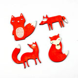 4pcs Vintage Fox Wood Cut Charms Pendant DIY