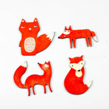 4pcs Vintage Fox Wood Cut Charms Pendant DIY