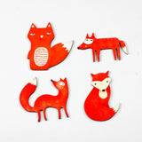 4pcs Vintage Fox Wood Cut Charms Pendant DIY