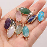 4pcs Natural Stone Gem Oval Quartz Crystal Rough Pendant DIY Necklace Bracelet