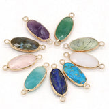 4pcs Natural Stone Gem Oval Quartz Crystal Rough Pendant DIY Necklace Bracelet