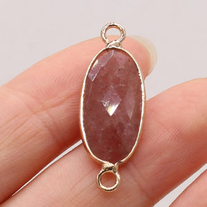 4pcs Natural Stone Gem Oval Quartz Crystal Rough Pendant DIY Necklace Bracelet