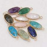 4pcs Natural Stone Gem Oval Quartz Crystal Rough Pendant DIY Necklace Bracelet