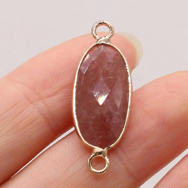 4pcs Natural Stone Gem Oval Quartz Crystal Rough Pendant DIY Necklace Bracelet