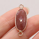 4pcs Natural Stone Gem Oval Quartz Crystal Rough Pendant DIY Necklace Bracelet