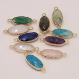 4pcs Natural Stone Gem Oval Quartz Crystal Rough Pendant DIY Necklace Bracelet