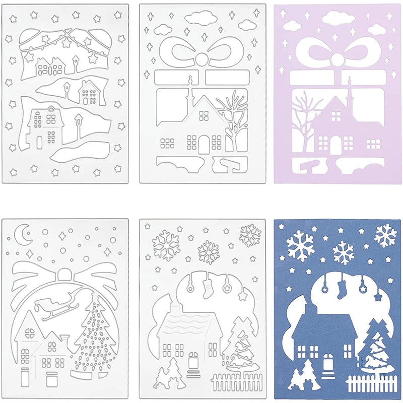 4pcs Winter House Metal Cutting Dies Snowflake DIY Scrapbooking Embossing Album