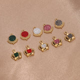 4pcs Zircon Stainless Steel Pvd Plating 18k Crown Pendant DIY Jewelry