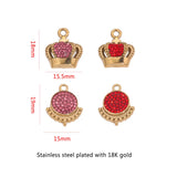 4pcs Zircon Stainless Steel Pvd Plating 18k Crown Pendant DIY Jewelry