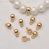 4pcs 14K Plated Brass Bail Beads Hanger Spacer Beads for European Bracelets Neck
