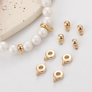 4pcs 14K Plated Brass Bail Beads Hanger Spacer Beads for European Bracelets Neck