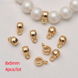 4pcs 14K Plated Brass Bail Beads Hanger Spacer Beads for European Bracelets Neck