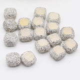 4pcs/lot 15x15mm Yellow Beads Trimmed With Crystal Zircon