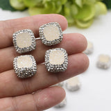 4pcs/lot 15x15mm Yellow Beads Trimmed With Crystal Zircon