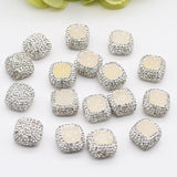 4pcs/lot 15x15mm Yellow Beads Trimmed With Crystal Zircon