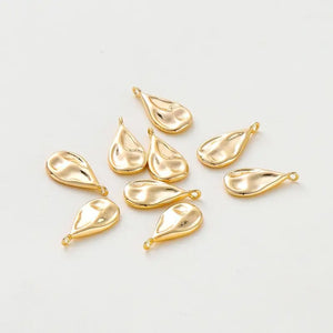 4pcs 18K Wave Pattern Drop Shape Pendants Charms DIY Jewelry Making