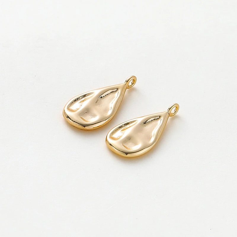 4pcs 18K Wave Pattern Drop Shape Pendants Charms DIY Jewelry Making