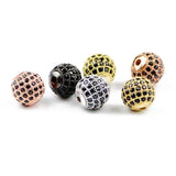 4pcs Micro Pave Zircon Charms Spacer Bead Round Shape for Bracelet Making