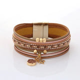 Magnetic Buckle PU Leather Multilayer Charm Bracelet