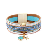 Magnetic Buckle PU Leather Multilayer Charm Bracelet