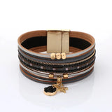 Magnetic Buckle PU Leather Multilayer Charm Bracelet