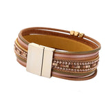 Magnetic Buckle PU Leather Multilayer Charm Bracelet
