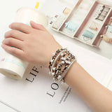 Multilayer PU Leather Bracelet with Magnet Buckle