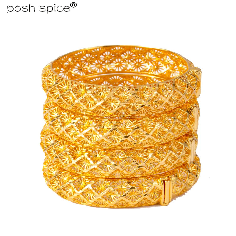 4pcs Dubai Bracelet Ethiopian Jewelry African Bangles Women Arabic Wedding Bride