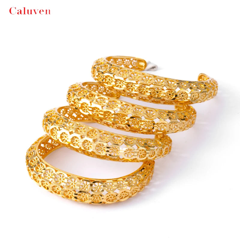 4pcs Dubai Ethiopian Arab Wedding Party Bangle African Jewelry Women