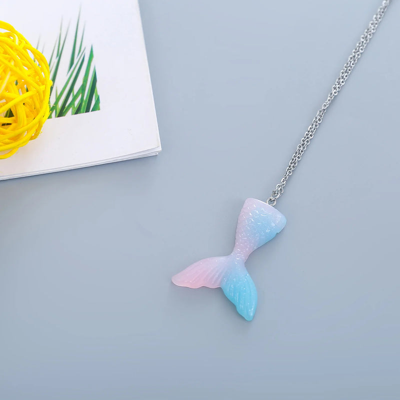4pcs Colorful Mermaid Tail Necklace Fish Scale Charm for Girls