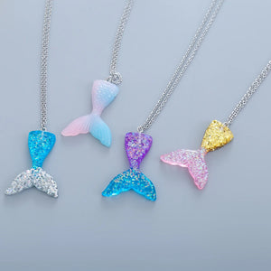 4pcs Colorful Mermaid Tail Necklace Fish Scale Charm for Girls