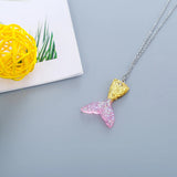4pcs Colorful Mermaid Tail Necklace Fish Scale Charm for Girls