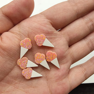 Op24 Pink Synthetic Opal Stone 9.5*17mm Ice Cream Shape Side Hole