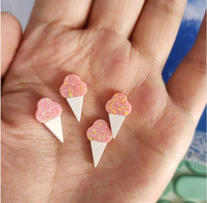 Op24 Pink Synthetic Opal Stone 9.5*17mm Ice Cream Shape Side Hole
