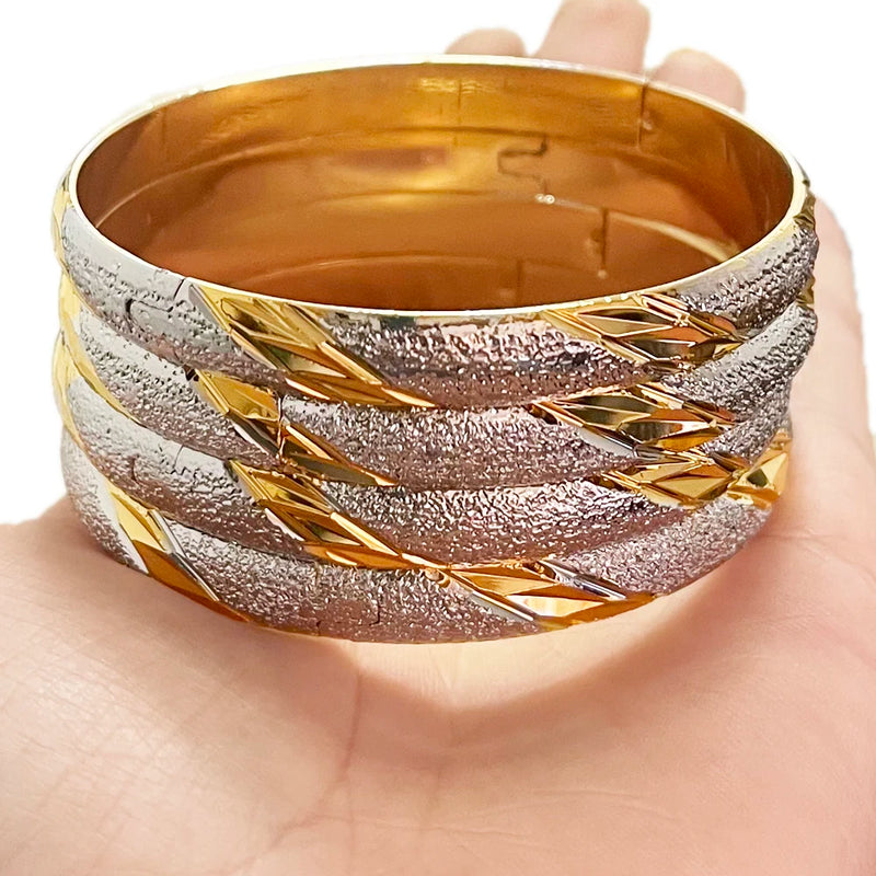 2-Tone Silver Dubai Bracelet Ethiopian Wedding African Gift