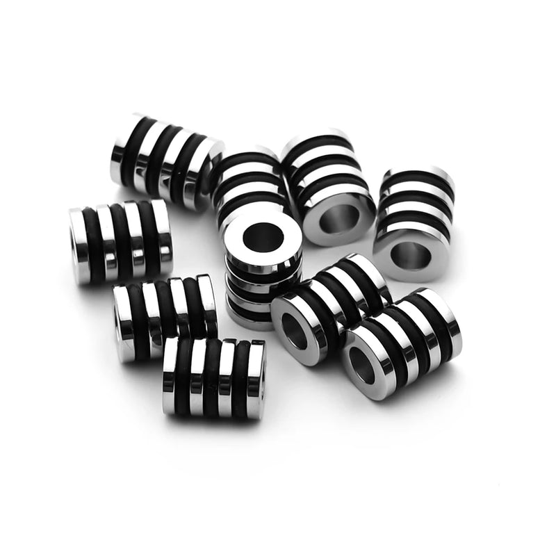 4pcs Stainless Steel Large Hole Spacer Beads Charms 4mm Hole DIY Jewelry Making