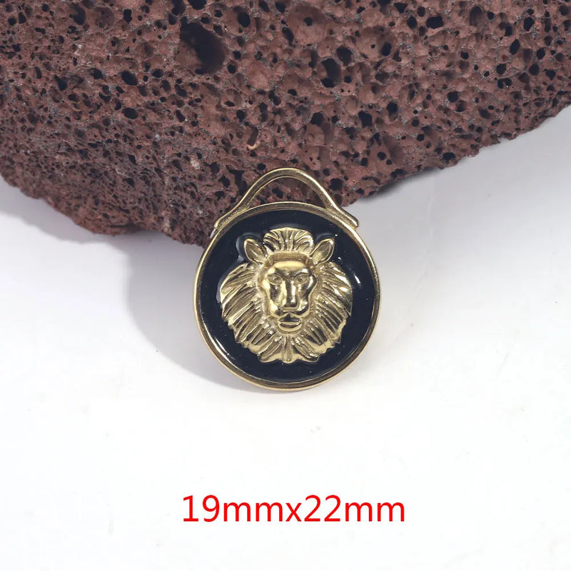 4pcs Stainless Steel Gold Lion Earring Charms 3D Pendant