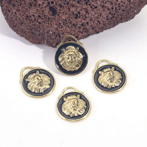4pcs Stainless Steel Gold Lion Earring Charms 3D Pendant