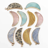 4pcs Natural Stone Crescent Moon Necklace Pendant Unisex Reiki Charms