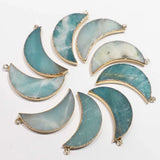 4pcs Natural Stone Crescent Moon Necklace Pendant Unisex Reiki Charms