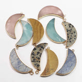 4pcs Natural Stone Crescent Moon Necklace Pendant Unisex Reiki Charms