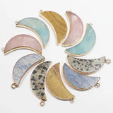 4pcs Natural Stone Crescent Moon Necklace Pendant Unisex Reiki Charms