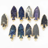 4pcs Natural Stone Crystal Arrow Rough Necklace Pendant DIY Healing Charm